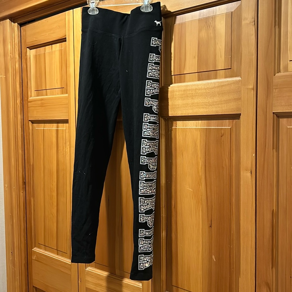 Victoria's Secret PINK Victoria's Secret Black Logo Side Stripe Leggings